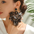 Boucles d'oreilles pendantes bohèmes faites à la main avec perles et fleurs en mousseline pour femmes, bijoux fantaisie pour vacances tropicales
