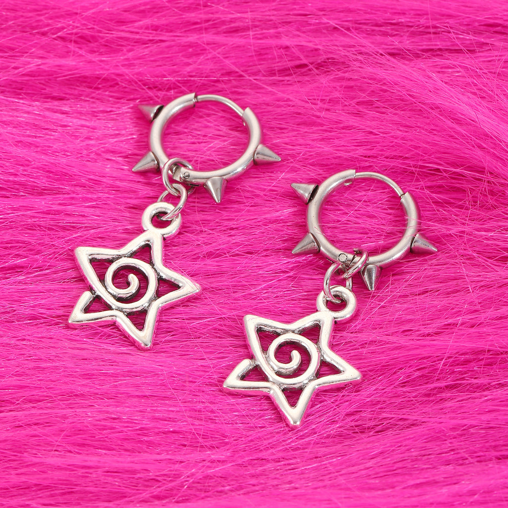 Boucles d'oreilles pendantes vintage gothiques avec nœud papillon et rivet, style punk, pour femmes