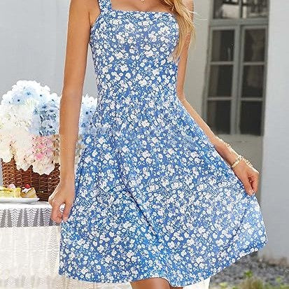 Robe d'été décontractée à col carré pour femme Hover Image