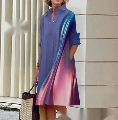 Robe Chemise Confortable Fleurie d'Été Colorée