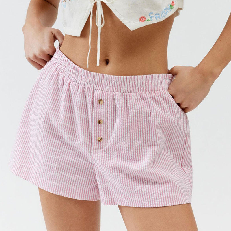 Shorts Rayés à Carreaux Décontractés pour Femmes