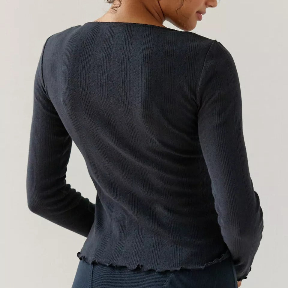 Ensemble deux-pièces cardigan court décontracté manches longues et short