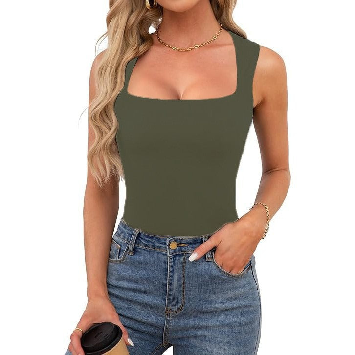 Débardeur côtelé à encolure carrée Vêtements Femme