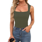 Débardeur côtelé à encolure carrée Vêtements Femme