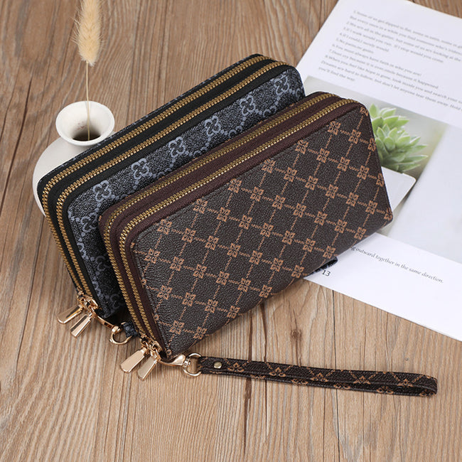 Longue pochette de téléphone portable, porte-monnaie, portefeuille zippé Hover Image