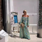 Robe imprimée en mousseline de soie pour les vacances à la plage de Bohème