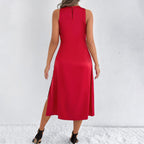 Robe en Satin Couleur Pure pour Femme