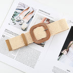 Ceinture en paille tressée en coton et lin pour femme