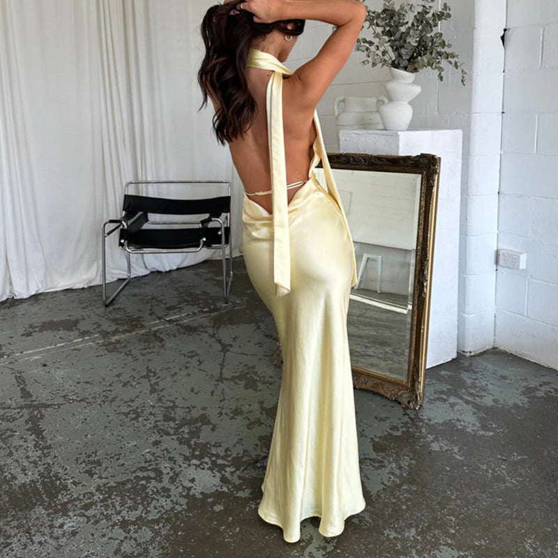 Robe longue unie pour femme