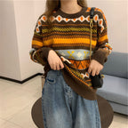 Nouveau Pull Tendance Col Rond Manches Longues Femme Ample Passe-Partout