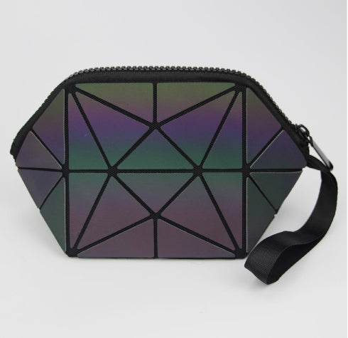 Trousse de Toilette Géométrique pour Femmes, Trousse de Maquillage à Fermeture Éclair, Organisateur de Cosmétiques Léger et Pliable pour Voyage
