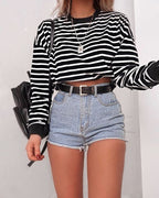 T-shirts crop top à manches longues pour femmes