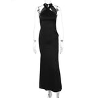 Robe Femme Unie Moulante Sans Manches et Dos Nu