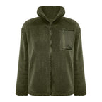 Manteau en peluche zippé, couleur unie, chaud et tendance, en laine d'agneau