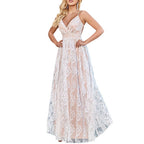 Robe de mariée élégante en maille dos nu à col en V profond