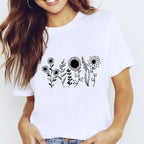 T-shirt Harajuku pour femmes hauts blanc étoile