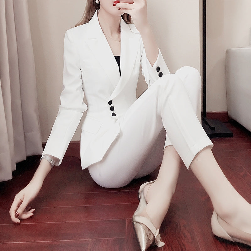 Ensembles de pantalon blancs ajustés pour femmes