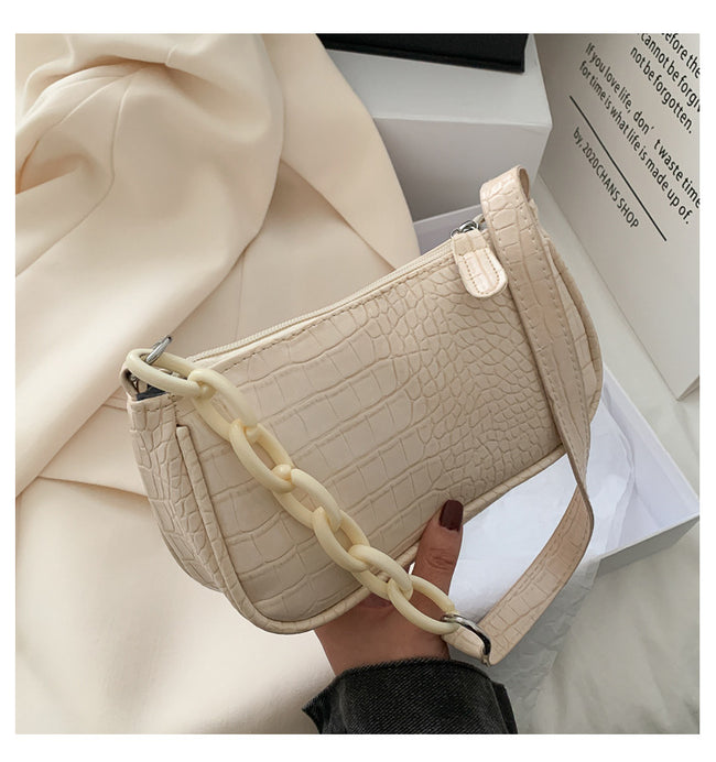 Sac à main français de marque "Net Red", petit sac sous le bras, texture style occidental, sac à bandoulière pour femmes, tendance et élégant. Hover Image