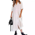Robe décontractée boutonnée à manches longues pour femmes