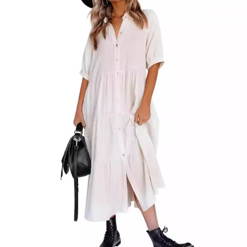 Robe décontractée boutonnée à manches longues pour femmes