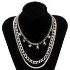 Multilayer Star Choker Necklaces for Women Punk Geometric Snake Chain