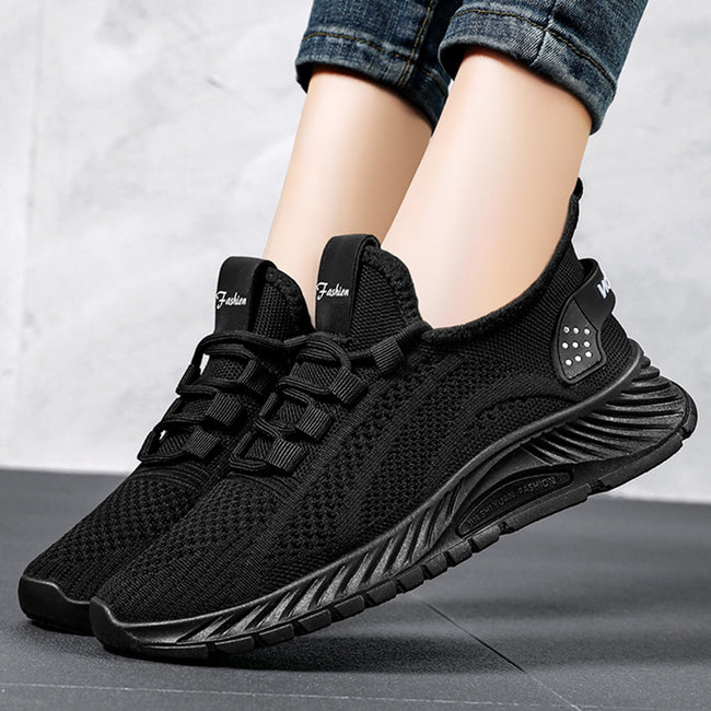 Chaussures de sport décontractées à lacets pour femmes, plates, légères, respirantes, en maille, pour la course. Main Image