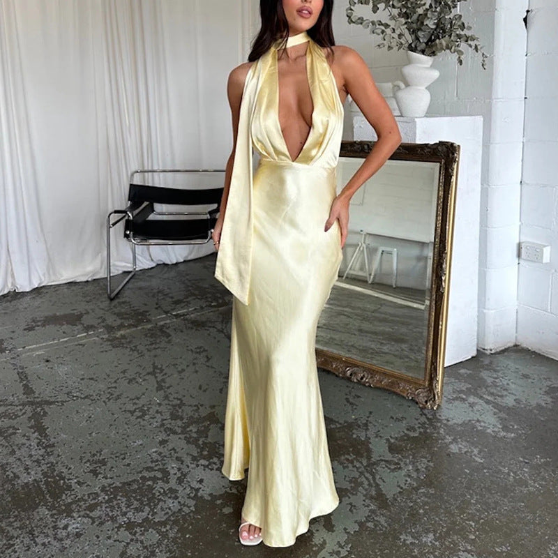 Robe longue unie pour femme