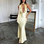 Robe longue unie pour femme