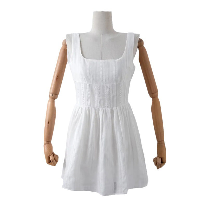 Robe sans manches à col carré et épaules dénudées