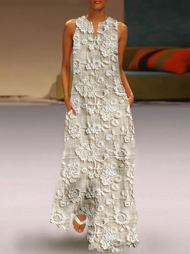 Robe longue femme imprimé peint mode