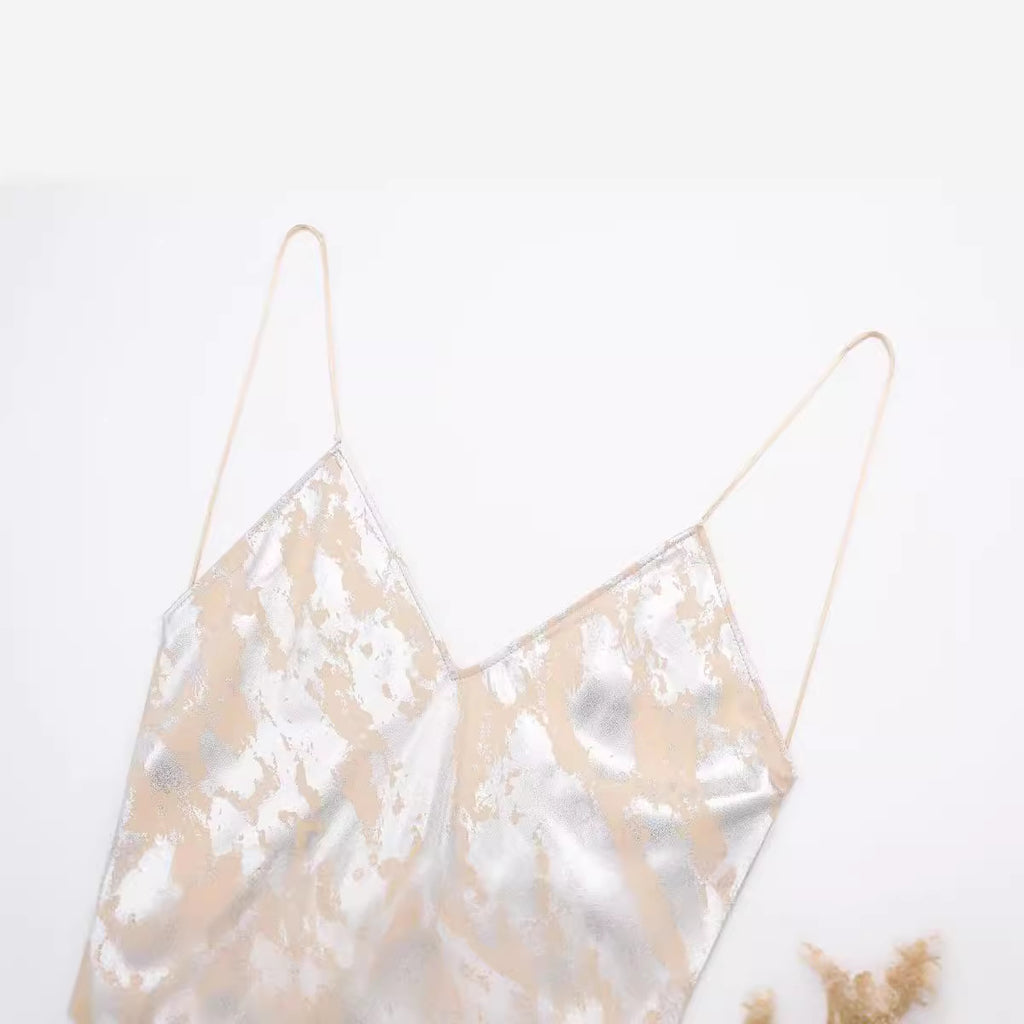Robe en sous-vêtements imprimée en feuille métallique pour femmes