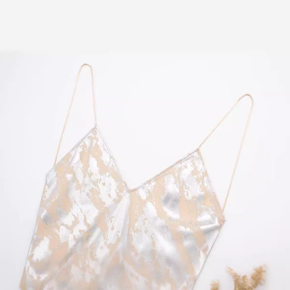 Robe en sous-vêtements imprimée en feuille métallique pour femmes
