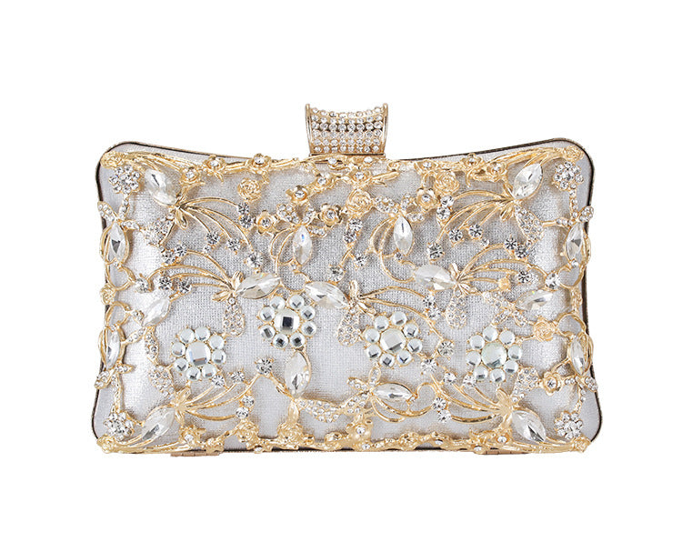 Pochette de Soirée Élegante Strass Femme Luxe Marque Fête Chaîne Sac Bandoulière