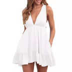Robe sans manches à dos nu pour femme
