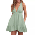 Robe sans manches à dos nu pour femme