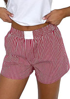 Short en vrac confortable rayé avec poches pour femmes