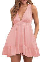 Robe sans manches à dos nu pour femme