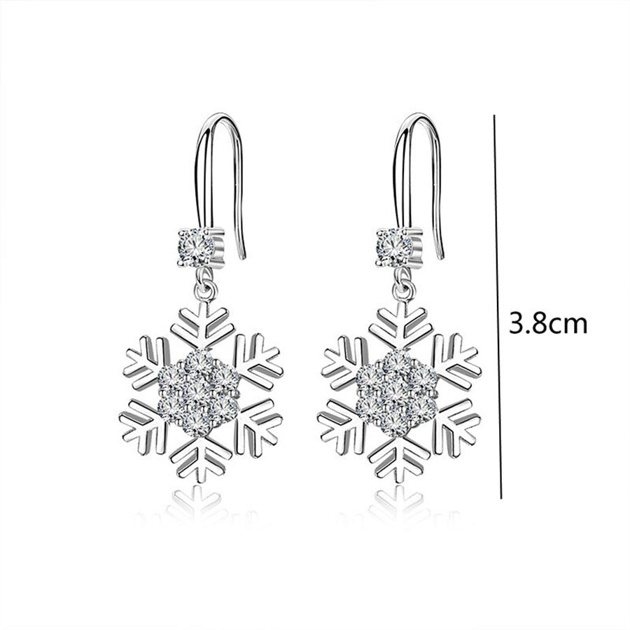 Boucles d'oreilles flocon de neige de tempérament avec strass, boucles d'oreilles de Noël personnalisées à la mode pour femmes, bijoux