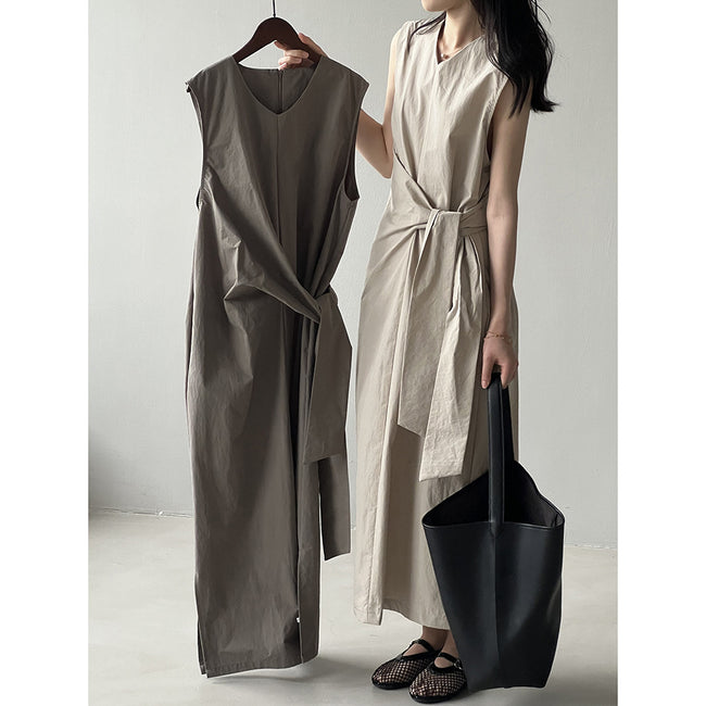 Nouvelle robe sans manches à lacets amincissante pour l'été Main Image