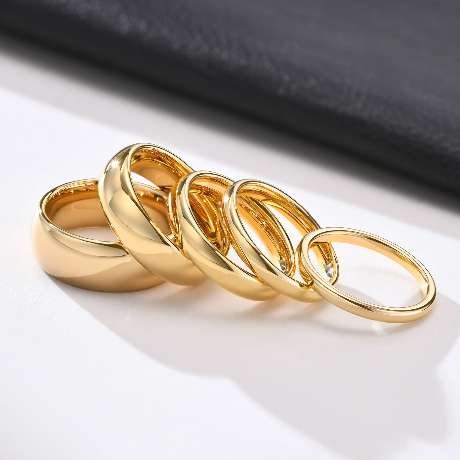 Bagues de couple en acier tungstène cercle uni brillant pour hommes et femmes