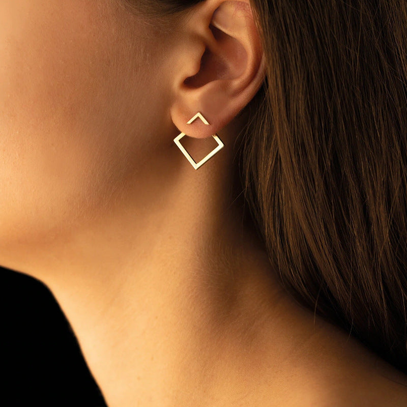 Boucles d'oreilles carrées géométriques simples de style européen et américain pour femmes, bijoux d'oreille en métal tendance et simples