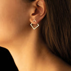 Boucles d'oreilles carrées géométriques simples de style européen et américain pour femmes, bijoux d'oreille en métal tendance et simples