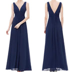 Robe de soirée longue trapèze grande taille à col en V profond pour demoiselle d'honneur