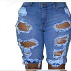 Short en jean taille haute déchiré pour femmes