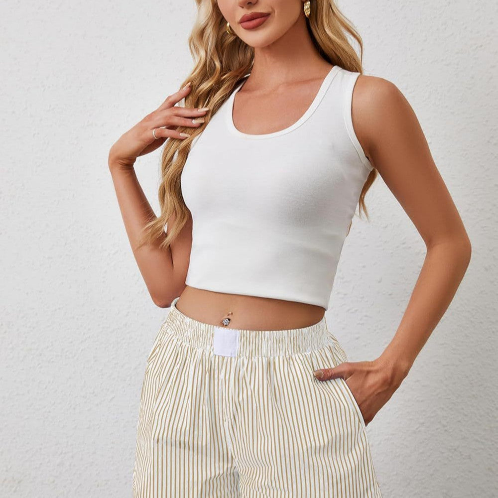 Shorts rayés décontractés individuels de mode pour femmes
