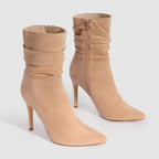 Bottes à talons hauts pointus en daim pour femme