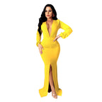 Robe de soirée moulante à col en V pour femme grande taille