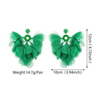 Boucles d'oreilles pendantes bohèmes faites à la main avec perles et fleurs en mousseline pour femmes, bijoux fantaisie pour vacances tropicales