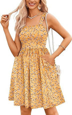 Women's Summer Casual Square Collar Dress