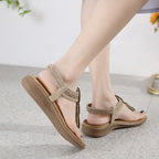 Tongs Bohème Femme Tressées Chaussures de Plage Claquettes